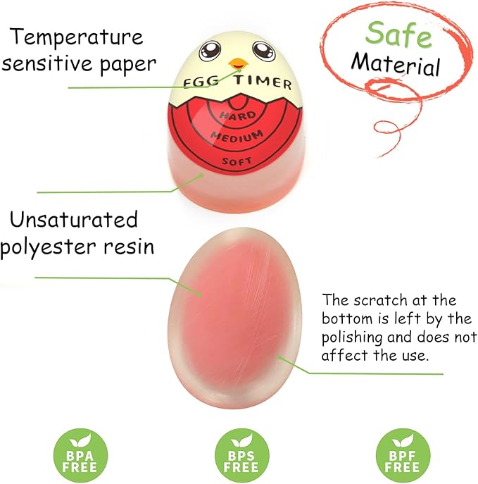 Lasubst Egg Timer That Goes in Water for Soft Medium Hard Boiled Eggs, 1 Red 1 Color