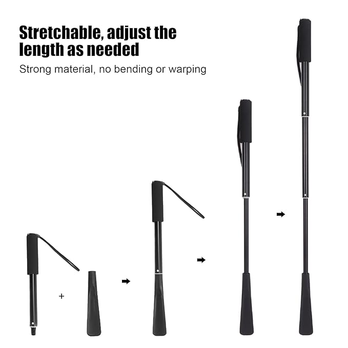 Shoe Horn Long Handle For Seniors,Retractable Shoe Spoon Non Slip Handle Dressing Aid for Men and Women,Adjustable Length Large Standing Reach Assist