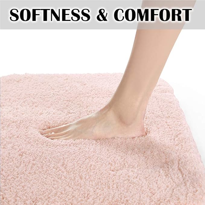 Suchtale Extra Soft & Absorbent Shaggy Bath Mat (24 x 40, Blush) - Machine Washable Microfiber, Non Slip, Luxury Floor Mat
