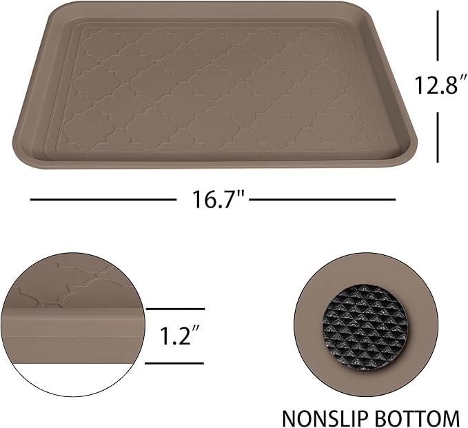 Boot Tray for Entryway Indoor, Heavy Duty Shoe Mat Tray 2 Packs, 16.7"x12.8" Waterproof Shoe Trays with Raised Edge, Outdoor Multi-Purpose Mat for Boots, Garden, Pet