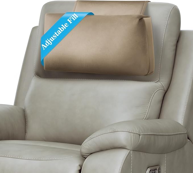 Recliner Headrest Pillow, Adjustable Comfort Neck & Head Support Pillow, Soft Velvet Non-Slip Headrest for Pain Relief & Relaxation, Ideal for Recliner, Couch, Chair, Sofa