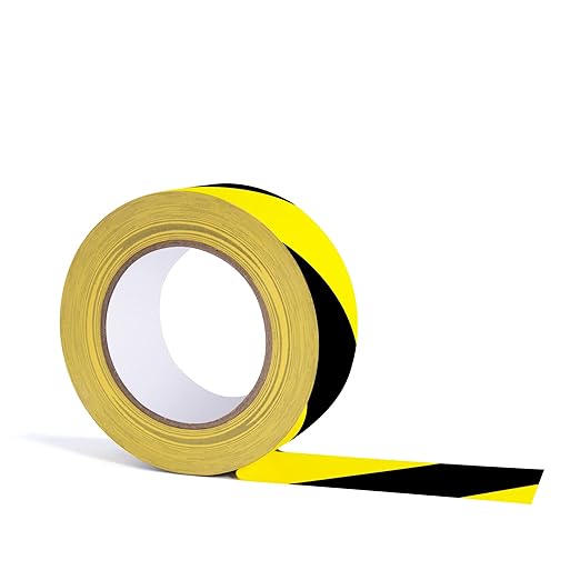 TAPEBEAR Hazard Caution Tape, 2inch x 150 Feet(50yds) Self Adhesive Warning Tape for Steps, High Visibility Yellow Black Tape for Halloween Outdoor Construction Warning, Danger Zone