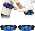 Rhino Valley Gait Belt 2 Pack with 7 Handles - Anti-Slip Transfer Belt for Seniors & Elderly Care, Adjustable Patient Lift Safety Belt for Home & Hospital Use, Blue & Black
