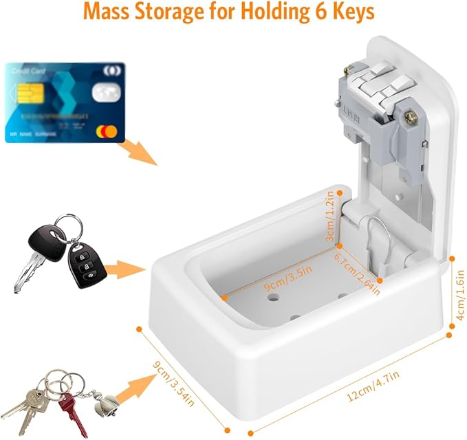 Key Lock Box Wall Mounted, Fayleeko 4 Digit Combination Lockbox for Outside, House Keys - 5 Keys Capacity, Key Safe Security Storage Lock Box for Indoor, Outdoor, Garage, Garden, Store (White, 2Pack)
