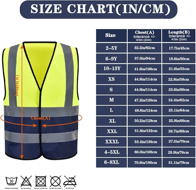 AYKRM 12 colour High visibility viz vest hi vis viz reflective work construction safety vest (XS-8XL)