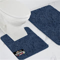 GORILLA GRIP Bathroom Rug Sets, Soft Chenille 2 Piece Area Rugs Set, Toilet Base Mat and 30x20 Carpet, Absorbent Microfiber Washable Mats Dry Quickly, Home Décor and Bath Room Accessories, Navy Blue