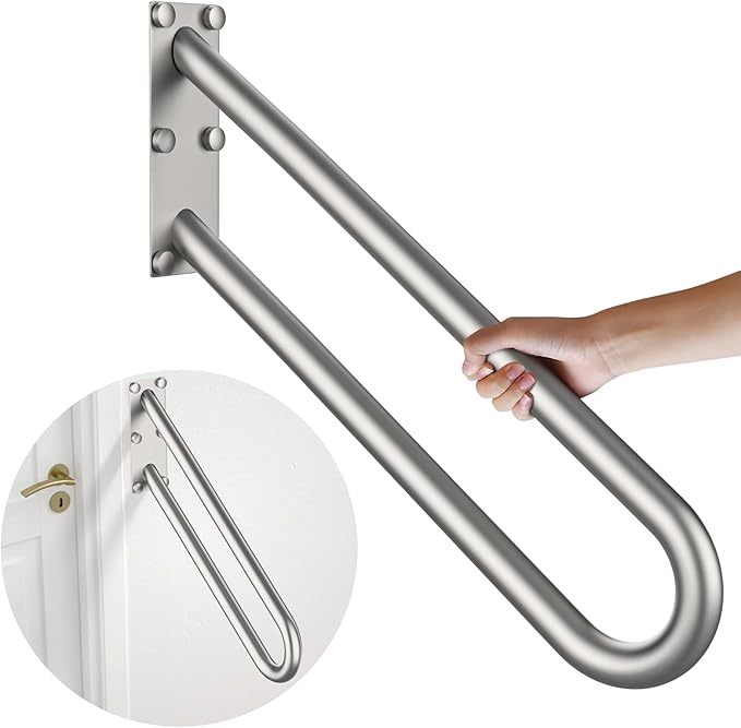 20 inch U Shaped Handrail for 1-3 Steps- 1.25" Tube, ZUEXT SUS304 Stainless Steel Safety Grab Bar for Stairs, Wall Mounted Hand Railing for Outdoor Garage Entry Interior Exterior Stairway