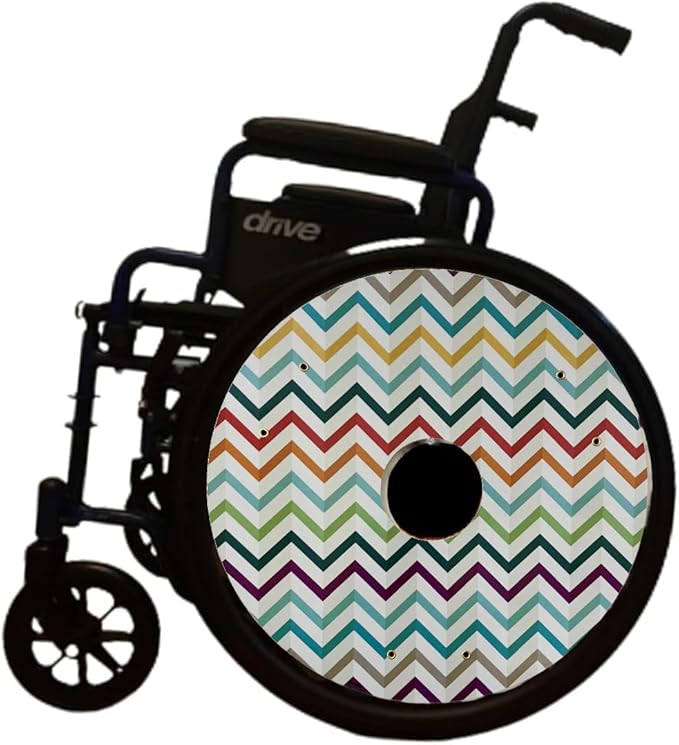 18 inches Wheelchair Wheel Covers Designer Cover for Wheelchair Wheels,Easy Install/Remove, Lightweight, New Matt Finish (Special Glow in The Dark Zigzag Pattern)