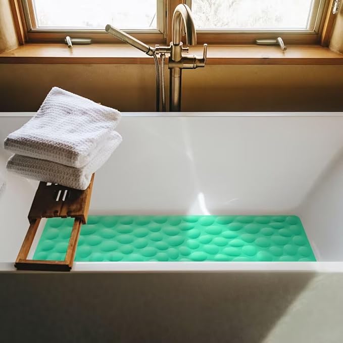 Non-Slip Bathtub Mat OTHWAY Soft Rubber Bathroom Bathmat with Strong Suction Cups (Fruit Green, 16x31.5 inch)