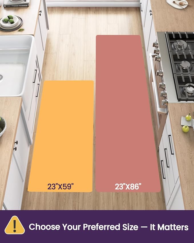 DEXI Kitchen Floor Mats Cushioned Anti Fatigue, 23x59 Long Wide Standing Comfort Runner Rug, Waterproof Retro Floral Memory Foam Padded for Front Sink Laundry, Brown/White