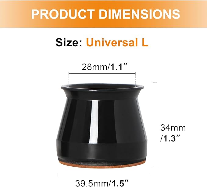 24 Pcs Chair Leg Floor Protectors for Hardwood Floors Silicone Covers to Protect Wood Tile Floors Felt Bottom Furniture Leg Caps Anti-Scratch Reduce Noise (Fit:1.3"-2")