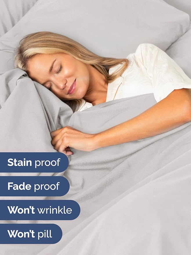 Extra Deep Full Sheet Set - 6 Piece Breathable & Cooling Sheets - Hotel Luxury Bed Sheets Set - Easy & Secure Fit - Soft, Wrinkle Free & Comfy Sheets Set - French Grey Sheet Set w/Extra Deep Pockets