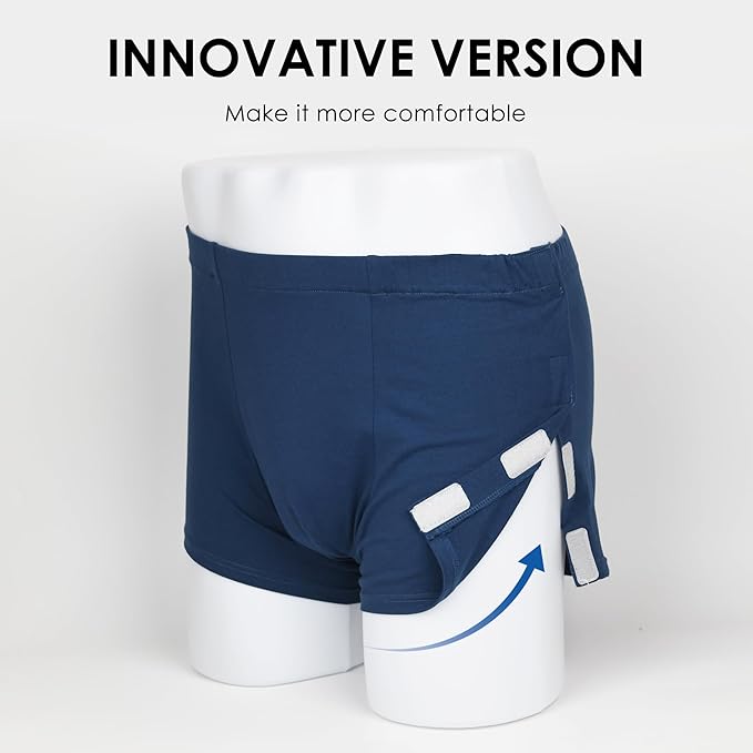 Easy Adapt Men's Tear-Away Underwear, For Patients, Elders, Pack of 2. (Blue+Grey, XXX-Large)