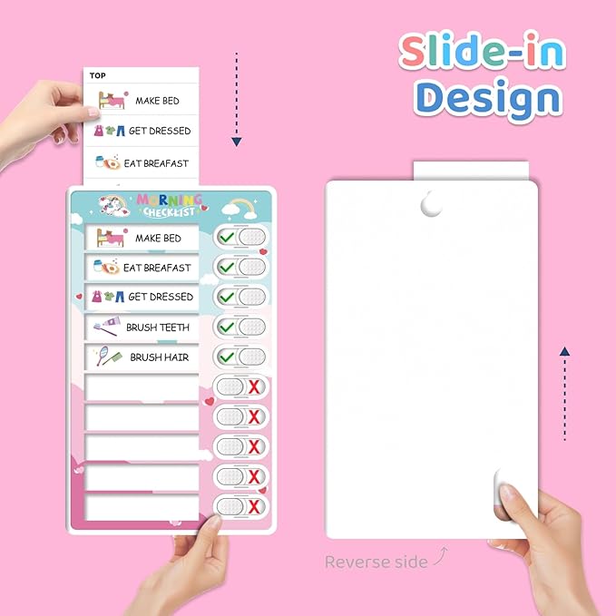 3-in-1 Bedtime/Morning/Daily Routine Chart for Kids, Magnetic Chore Chart, Visual Schedule, Funny Kids To-Do List, ADHD Tools
