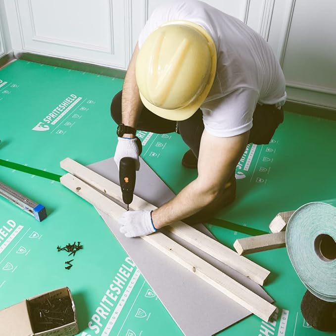 39" x 100' Heavy-Duty Temporary Floor Protection for Construction & Renovation, Green, Surface Protection Film for Hardwood Floors, Tile&Hard Paint Protection. (H-300G 39" x 100')