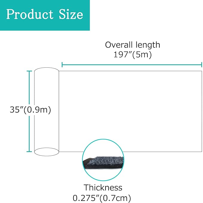 ITINA Door Mat About W3' x L16' Large Outdoor Indoor Mat Waterproof Rubber Back Rugs for Home Office Business Areas Grey-Black