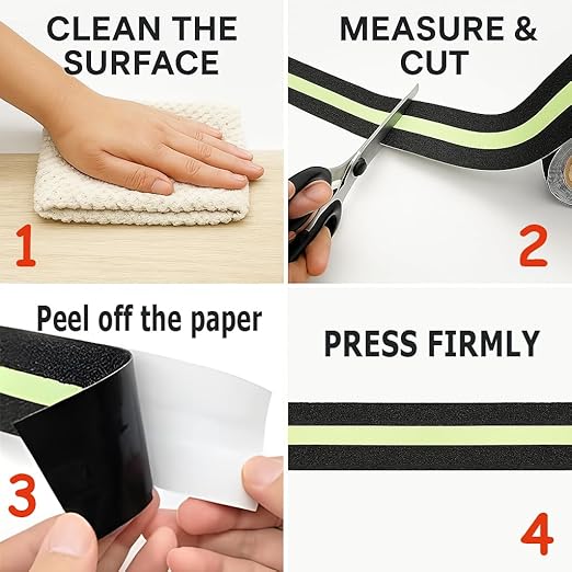 Glow in The Dark Anti Slip Tape for Stairs 2 Pack Safety Grip Strips 2in x 16.4ft Waterproof Non Skid Traction Tape for Indoor & Outdoor Steps Black with Bright Green Walk Caution Tape