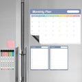 Loukin Dry Erase Calendar Set, Monthly Planner and Checklist, Electrostatic Adsorption Reusable Whiteboard for Office Classroom Refrigerator, Clings to Any Shiny Surface, 6 Markers&1 Eraser Included