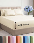 Extra Deep King Sheet Set - 6 Piece Breathable & Cooling Sheets - Hotel Luxury Bed Sheets Set - Easy & Secure Fit - Soft, Wrinkle Free & Comfy Sheets Set - Off White Sheet Set with Extra Deep Pockets