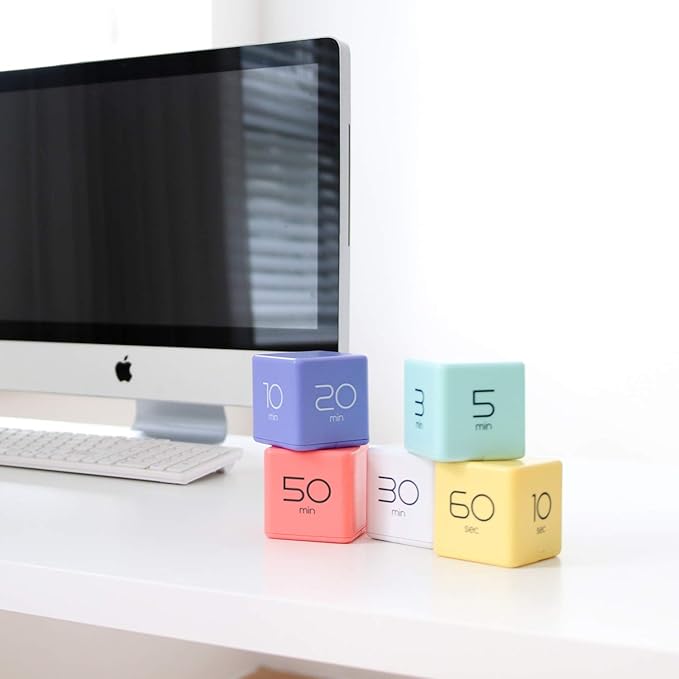 mooas Cube Timer (Coral), Timers Cube Flip Block Timers Productivity Gravity Sensor Time Management for Kids ADHD Classroom Kitchen Desk Workout Cooking Study 10, 30, 50, 60 min Timer Setting