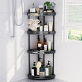 Corner Shower Caddy Stand, 4 Tier Standing Shower Organizer with Soap Holder, Rustproof Shower Shelves for Bathroom Shampoo Storage, Grey