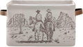 Western Desert Cowboy Storage Basket Cube Storage Bins Organizer Bag Collapsible Closet Shelf Baskets with handle for Cloth Book 14.2×10.2×8.3 IN