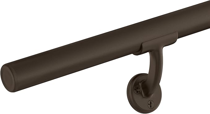 Meranti Aluminum Handrail for Indoor or Outdoor Steps and Stairs – Hand Rails for Elderly – DIY Complete Stair Railing Kit (AHR, Bronze Textured, 8' Length)