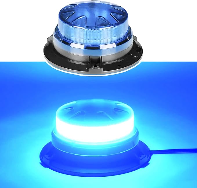 AUXMOTEC Blue Led Emergency Strobe Beacon Lights Bar with Magnetic Mount and 8 Flash Models Warning Safety Flashing Rooftop Signal Lamps for Firefighters Police Vehicles(24-LED 12V-24V)