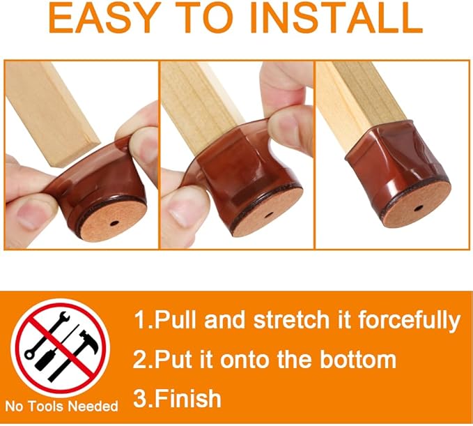 24 Pcs Chair Leg Floor Protectors for Hardwood Floors Silicone Covers to Protect Wood Tile Floors Felt Bottom Furniture Leg Caps Anti-Scratch Reduce Noise (Fit:1.3"-2")
