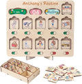 Wooden Chore Chart for Kids Visual Schedule, Routine Chart for Kids, Morning Bedtime Routine Chart for Toddlers Ages 2-4, Daily Kids Schedule Board for Home (03)