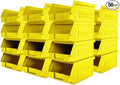 50 Pack Small Storage Bin, Wall Mount Storage, Hanging and Stacking Bin, Freestanding | 7” x 4” x 3” Plastic Container | Yellow | Zeus 1PLZ05 | StorageCompat.
