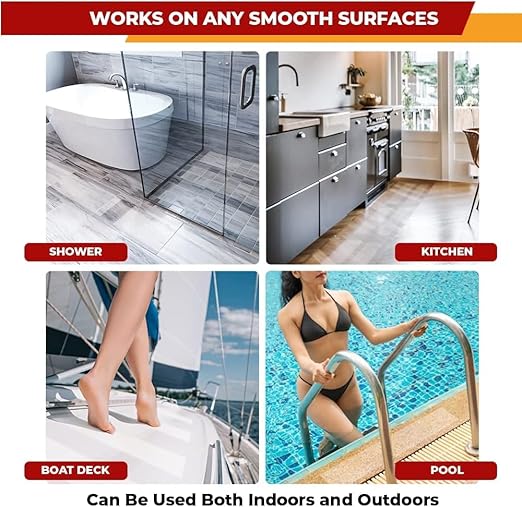 ThreadNanny Indoor and Outdoor Stair Treads - Stair Treads for Wooden Steps, Concrete Steps Etc. (Works on All Surfaces & Weather), Non Slip Durable & Waterproof Anti Slip Tape (50 Pack, Clear)
