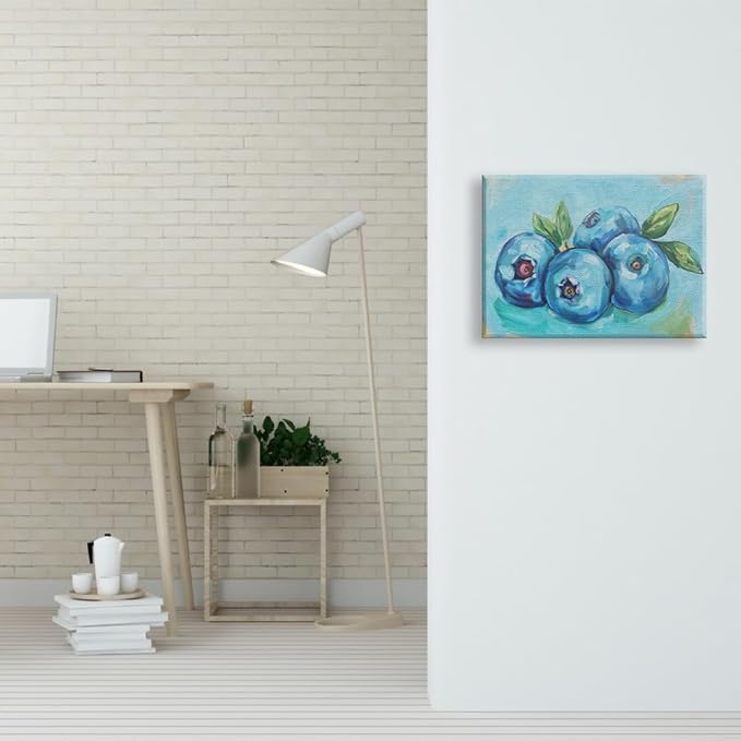 Elivita Fresh Blueberry Design 1 Horizontal Canvas Art Print Home Decor Pictures Poster for Bedroom Living Room Bathroom Office With Framed