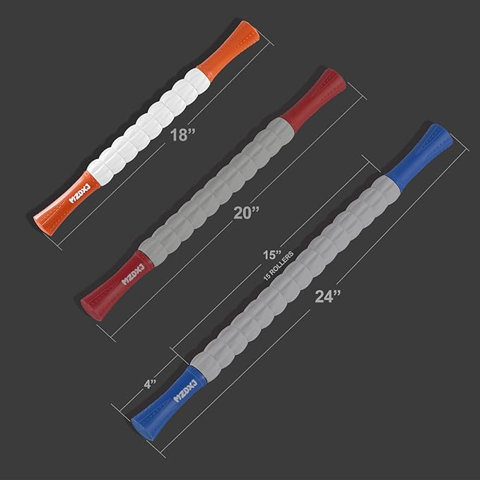 Muscle Roller Massage Roller Stick for Athletes, Help Reducing Muscle Soreness Cramping Tightness Leg Arms Back Calves Muscle Massager 18 inch(Orange White)