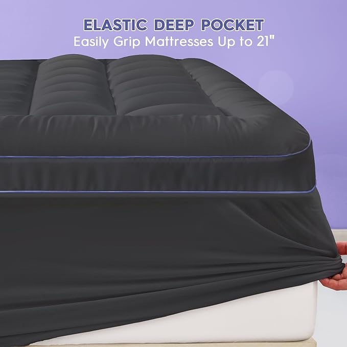 ABENE Queen Dual Layer 3 Inch Memory Foam Mattress Topper, 2 Inch Gel Memory Foam Plus 1 Inch Down Alternative Pillowtop Mattress Pad Cover, Soft Gray Bed Topper Support for Pressure Relief