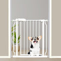 29-34 Inch Baby & Dog Gate, Pressure Mounted Auto Close, Walk Through Safety Gate for Narrow Stairs & Hallways, White Heavy-Duty Metal - Kids & Pets