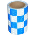 Reflective Tape Blue and White 4 inch X 10 feet, Outdoor Waterproof Hazard Conspicuity Warning Industrial Marking Tape