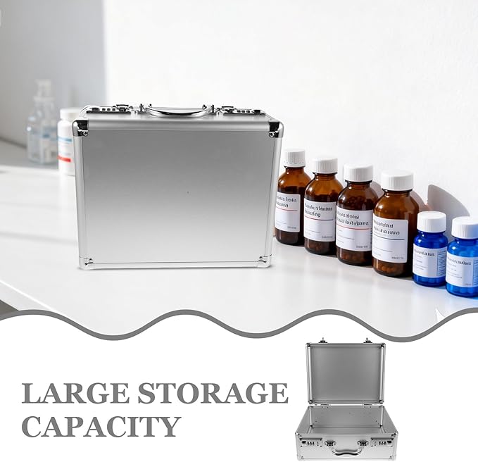 Combination Lock Medicine Box: Aluminum Alloy Medication Organizer with Handle - Medical Chest Storage Container for Home and Office Use