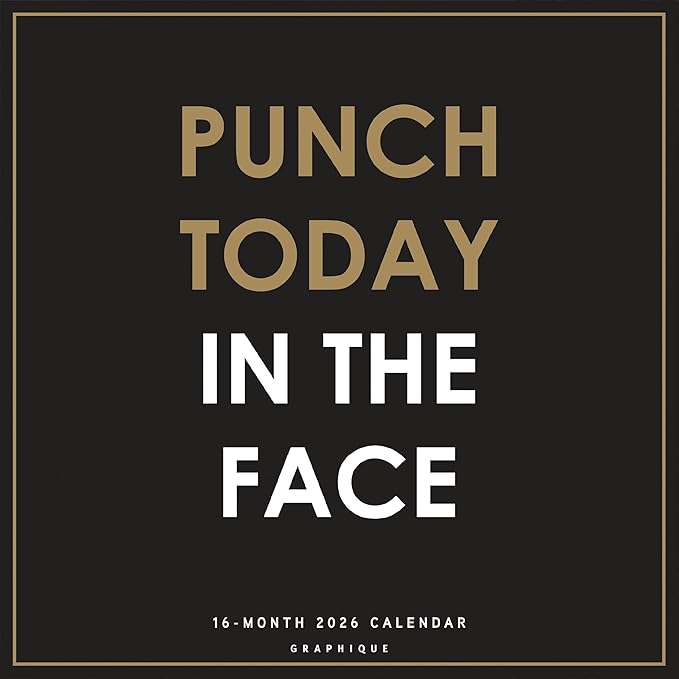 Graphique 2026 Punch Today in the Face Wall Calendar | 12” x 12” | Thick Paper | Home & Office Organizer | Large Monthly Grid | 3 Languages & Marked Holidays | 4 Month Preview Page for 2027