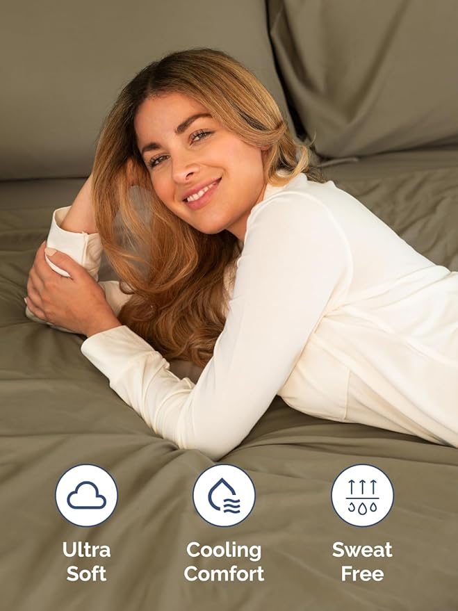 Extra Deep Cal King Sheet Set - 6 Piece Breathable & Cooling Sheets - Hotel Luxury Bed Sheets Set - Easy & Secure Fit - Soft, Wrinkle Free & Comfy Sheets Set - Khaki Sheet Set with Extra Deep Pockets
