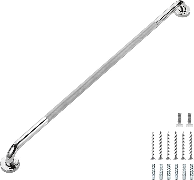 Grab Bars for Shower, 1 Pack 36-Inch Anti Slip Shower Handles for Elderly, Safety Shower Grab Bar, Stainless Steel Handicap Grab Bars for Bathroom (Polished Nickel 1" Diameter)