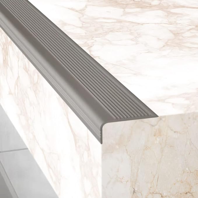Rubber Bond Stair Edge Protector (Pack of 5) 36x2x1 inch Anti-Slip Stair Corner Trim Rubber Strips - Waterproof Self-Adhesive Staircases for Outdoor & Indoor Uses | Protect Kids & Pets - Grey