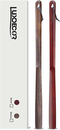 Luxdecor 2 Pack Long Handle Wood Shoe Horn for Men 24in Wooden Shoe Horn Long Handled for Seinors Women Kids Wood Shoe Helper