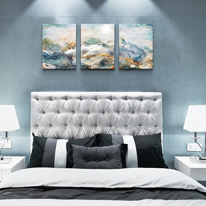 DZRWUBHS Abstract Wall Art For Living Room Bedroom Wall Decor Abstract Mountain Landscape Painting Canvas Art Prints Room Decor Pictures Artwork Office Wall Decorations Farmhouse Home Decor 3 Piece