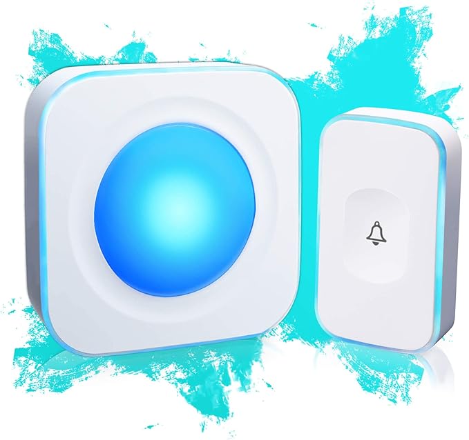 Wireless Doorbell 1200 Feet Waterproof Doorbells for Home with 36 Melodies 4 Volume levels, Flash Led Light (1 Receiver&1 Touch Button White)
