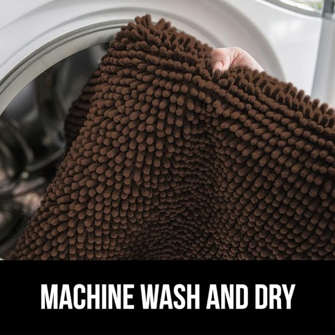 GORILLA GRIP Bathroom Rug Sets, Soft Chenille 2 Piece Area Rugs Set, Toilet Base Mat and 30x20 Carpet, Absorbent Microfiber Washable Mats Dry Quickly, Home Decor and Bath Room Accessories, Brown