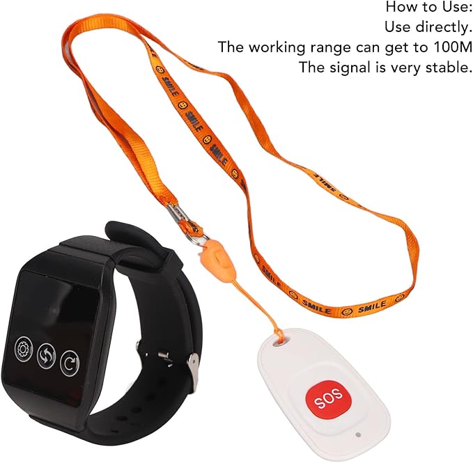 Caregiver Pager, Wireless Nurse Alert System, SOS One Touch Call IPX7 Water Proof Stable Signal 100 Meter Range for Elderly Patient Home Safety