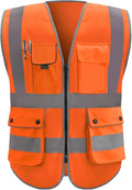 XIAKE Reflective Safety Vest for Men & Women High Visibility Class 2 Vest with Pockets Meets ANSI Standards