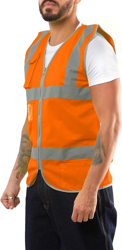 Kolossus Safety Vest For Men - High Visibility Reflective Vest - Chalecos Reflectantes de Seguridad - Yellow - Orange