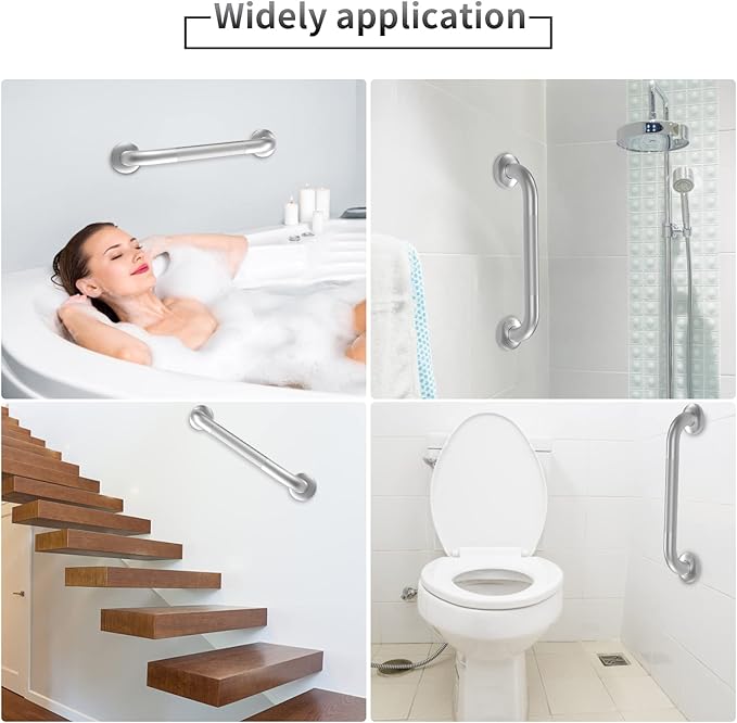 2 Pack 18 Inch Grab Bars for Bathtubs and Showers, Anti Slip Shower Grab Bars Stainless Steel Shower Handle Handicap Elderly Senior Assist Bathroom Saft Handle